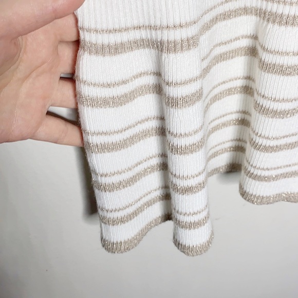 White House Black Market Metallic-Stripe Peplum Sweater size XS petite - Picture 7 of 11